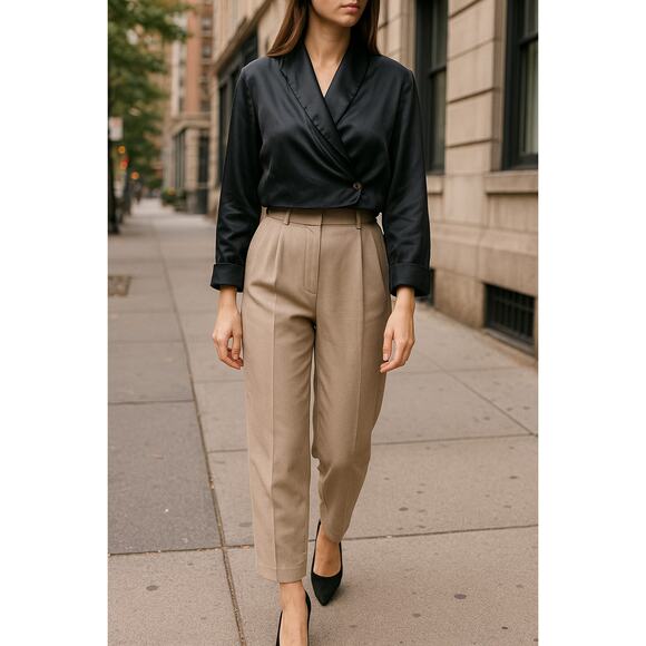 Sara Sturgeon 100% Silk Cropped Wrap Jacket Black Satin Blazer Top Sz 4 Vintage - Picture 1 of 13